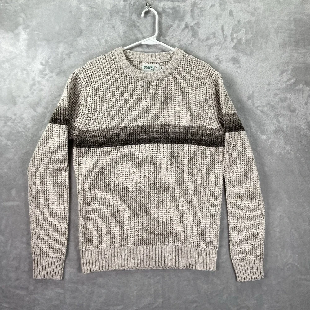 Wellen Sweater Mens Medium Huckberry Crew Neck Chunky Knit Pullover Fisherman